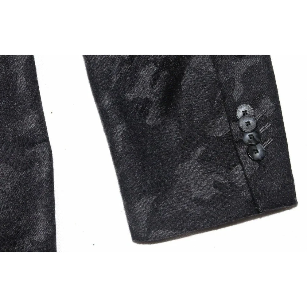 Robert Graham Sport Blazer‎ Mens 46 Black Gray Camo 2 Button Wool Cashmere Blend